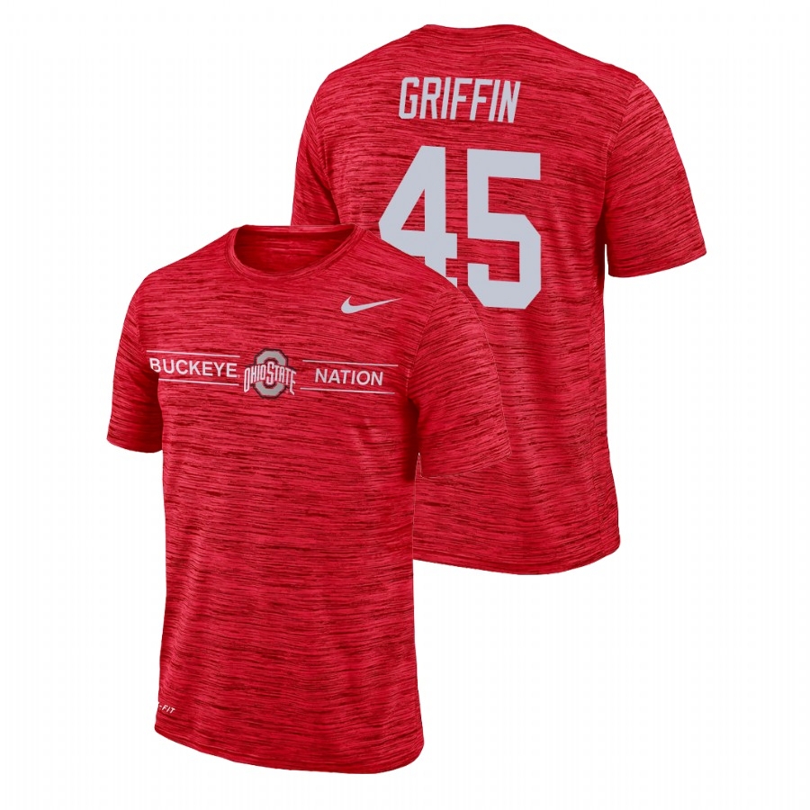 Ohio State Buckeyes Men's NCAA Archie Griffin #45 Scarlet Performance GFX Velocity Sideline Legend College Basketball T-Shirt AZN3449KJ